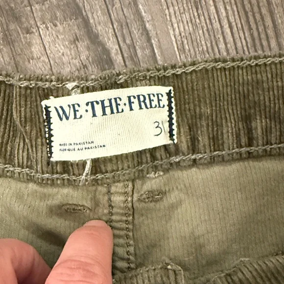 Free People Green Corduroy Wide Leg Pants - Picture 2 of 7